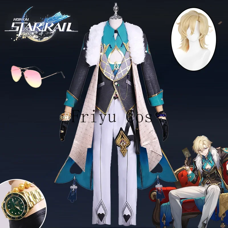 Aventurine Cosplay Costume Wig Honkai Star Rail Uniform Sunglasses Halloween Men Women Interastral Peace Corporation Props
Aventurine Cosplay Costume Wig Honkai Star Rail Uniform Sunglasses Halloween Men Women Interastral Peace Corporation Props