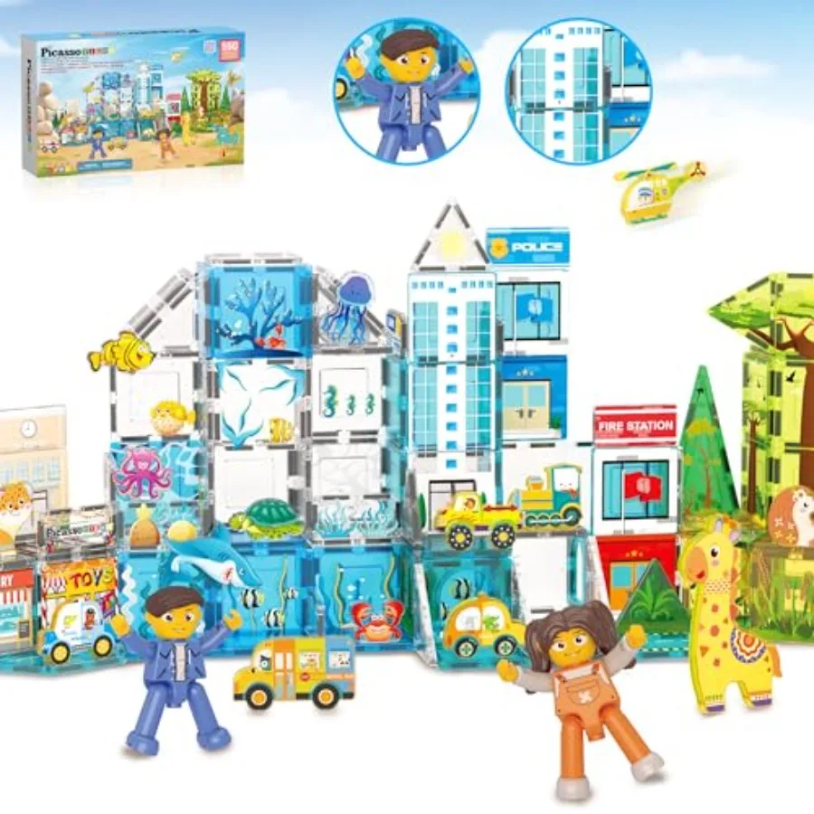 Aquarium Safari Animal Metro Theme Magnet Tiles Building Blocks for STEM Learning: 24 Magnetic Action Figures, Durable Plastic,
Aquarium Safari Animal Metro Theme Magnet Tiles Building Blocks for STEM Learning: 24 Magnetic Action Figures, Durable Plastic,