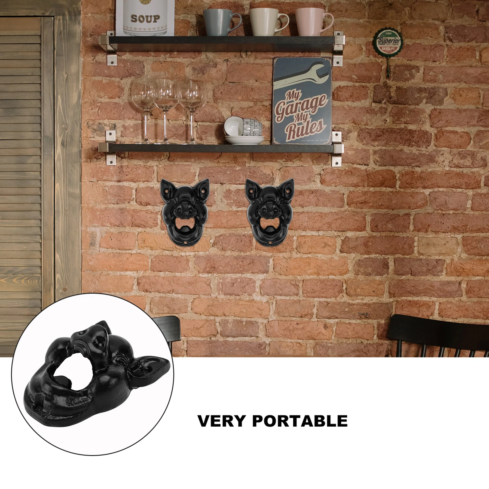 Pig Head Bottle Opener Wall Mounted Small for Wall-mounted Openers Pub Lid Cute
Pig Head Bottle Opener Wall Mounted Small for Wall-mounted Openers Pub Lid Cute