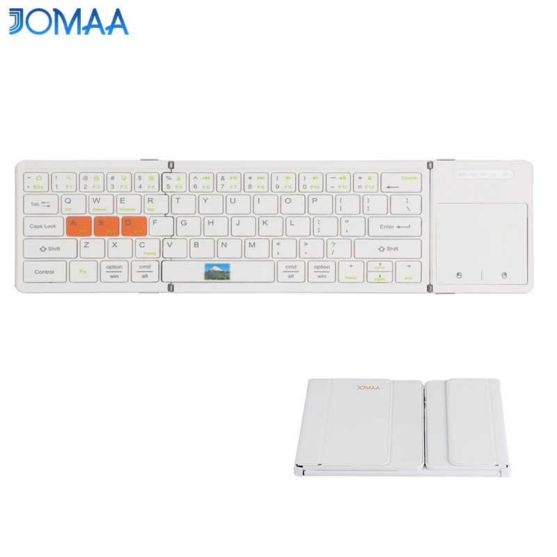 Jomaa White Wireless Folding Keyboard with Touchpad Rechargable Bluetooth Keyboard for Macbook ipad Phone
Jomaa White Wireless Folding Keyboard with Touchpad Rechargable Bluetooth Keyboard for Macbook ipad Phone