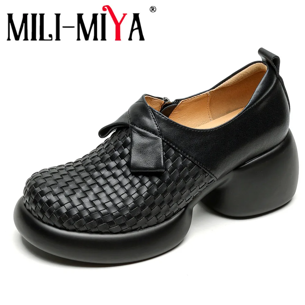 MILI-MIYA Women's Full Leather Cross-Woven Upper Pumps Comfortable Round-Heel Round-Toe Casual Shoes Big Size 34-40 For Ladies
MILI-MIYA Women's Full Leather Cross-Woven Upper Pumps Comfortable Round-Heel Round-Toe Casual Shoes Big Size 34-40 For Ladies