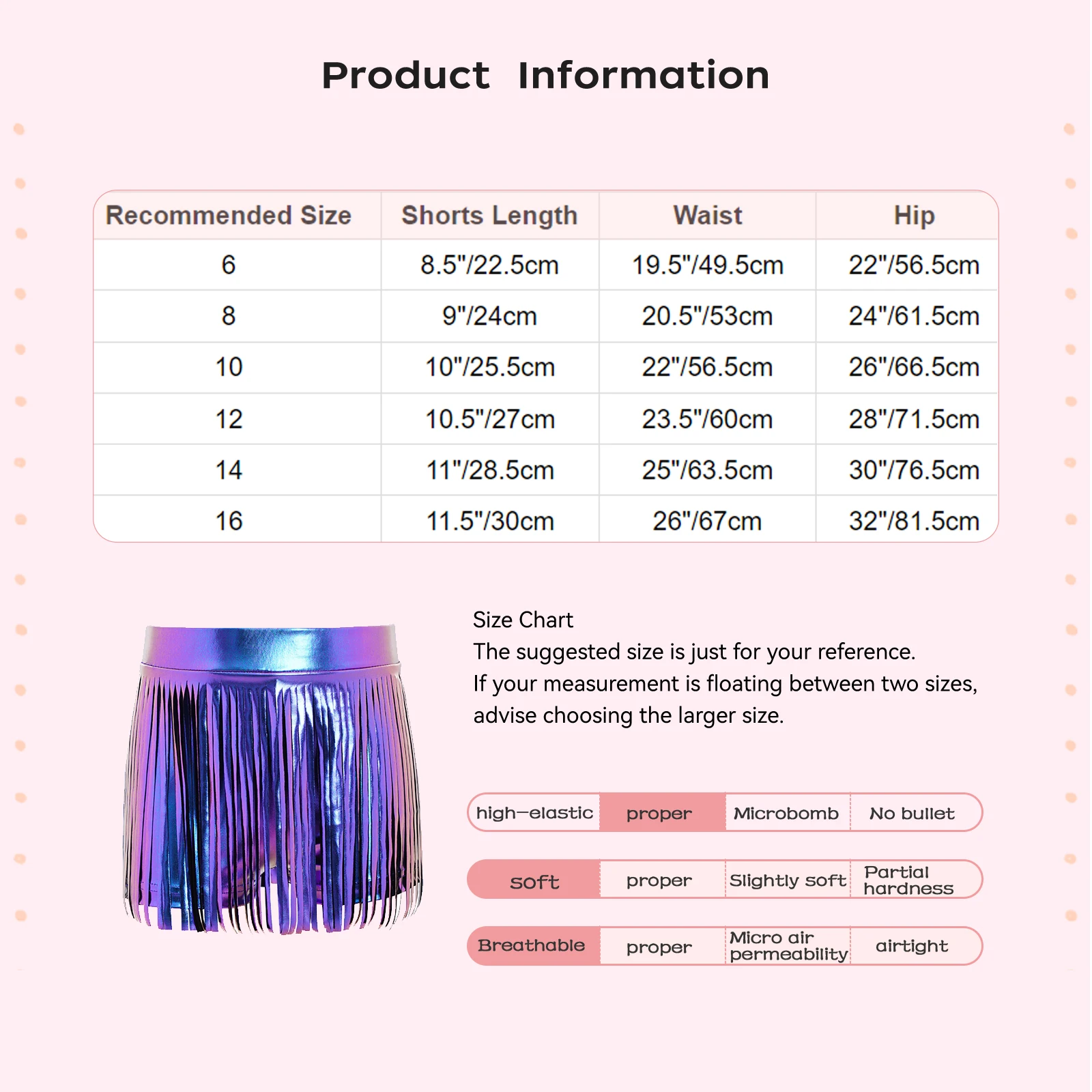 Kid Girls Jazz Modern Samba Cha-cha Dance Costume Shorts Elastic Waistband Metallic Tassels Skirts Shorts for Performance Party
Kid Girls Jazz Modern Samba Cha-cha Dance Costume Shorts Elastic Waistband Metallic Tassels Skirts Shorts for Performance Party