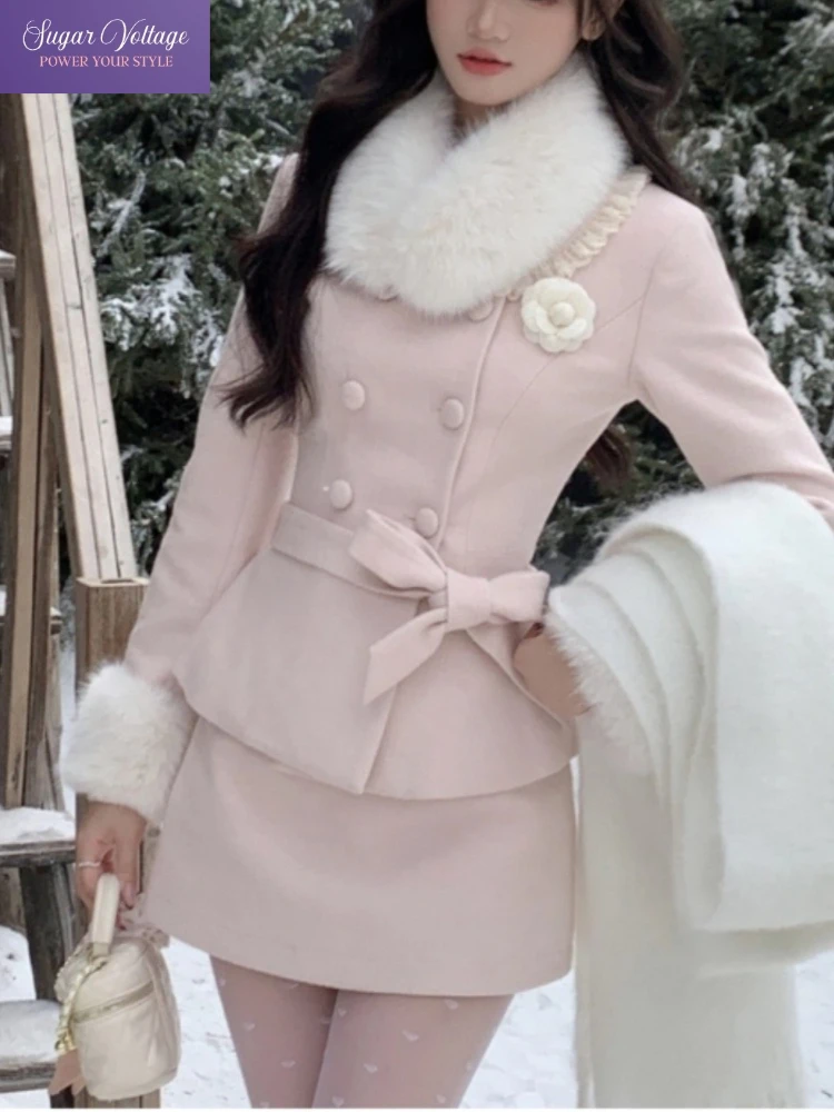 Французский милый элегантный комплект из 2 предметов, женское двубортное пальто с тонким меховым воротником и бантом + тонкая облегающая юбка, модный шикарный наряд для вечеринки
Французский милый элегантный комплект из 2 предметов, женское двубортное пальто с тонким меховым воротником и бантом + тонкая облегающая юбка, модный шикарный наряд для вечеринки