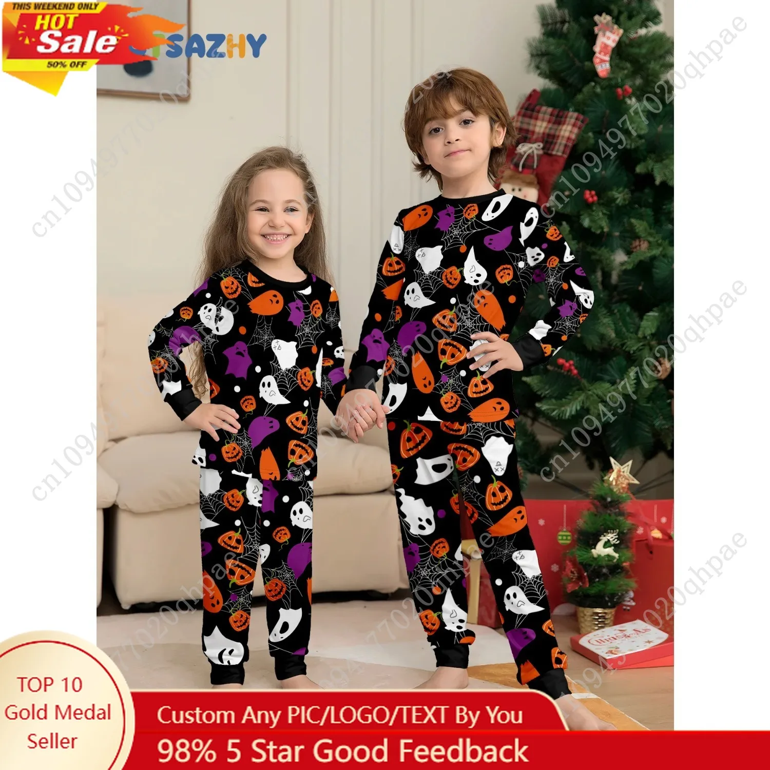 Kids Halloween Pajamas Set - All - Over Colorful Pumpkin & Ghost Print Sleepwear
Kids Halloween Pajamas Set - All - Over Colorful Pumpkin & Ghost Print Sleepwear
