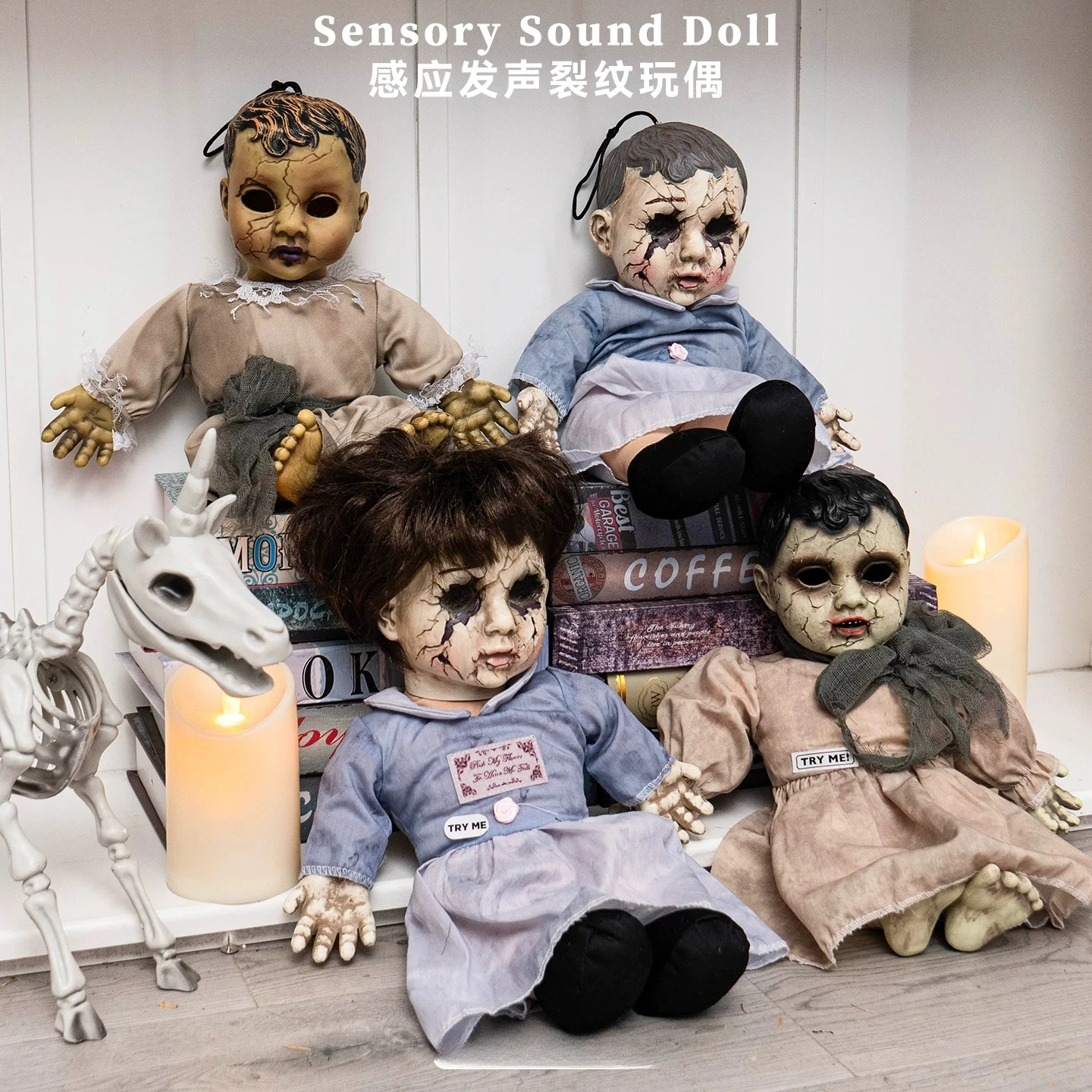 Halloween cross-border ghost doll induction ornament props haunted house secret room scene atmosphere electric toy decoration
Halloween cross-border ghost doll induction ornament props haunted house secret room scene atmosphere electric toy decoration