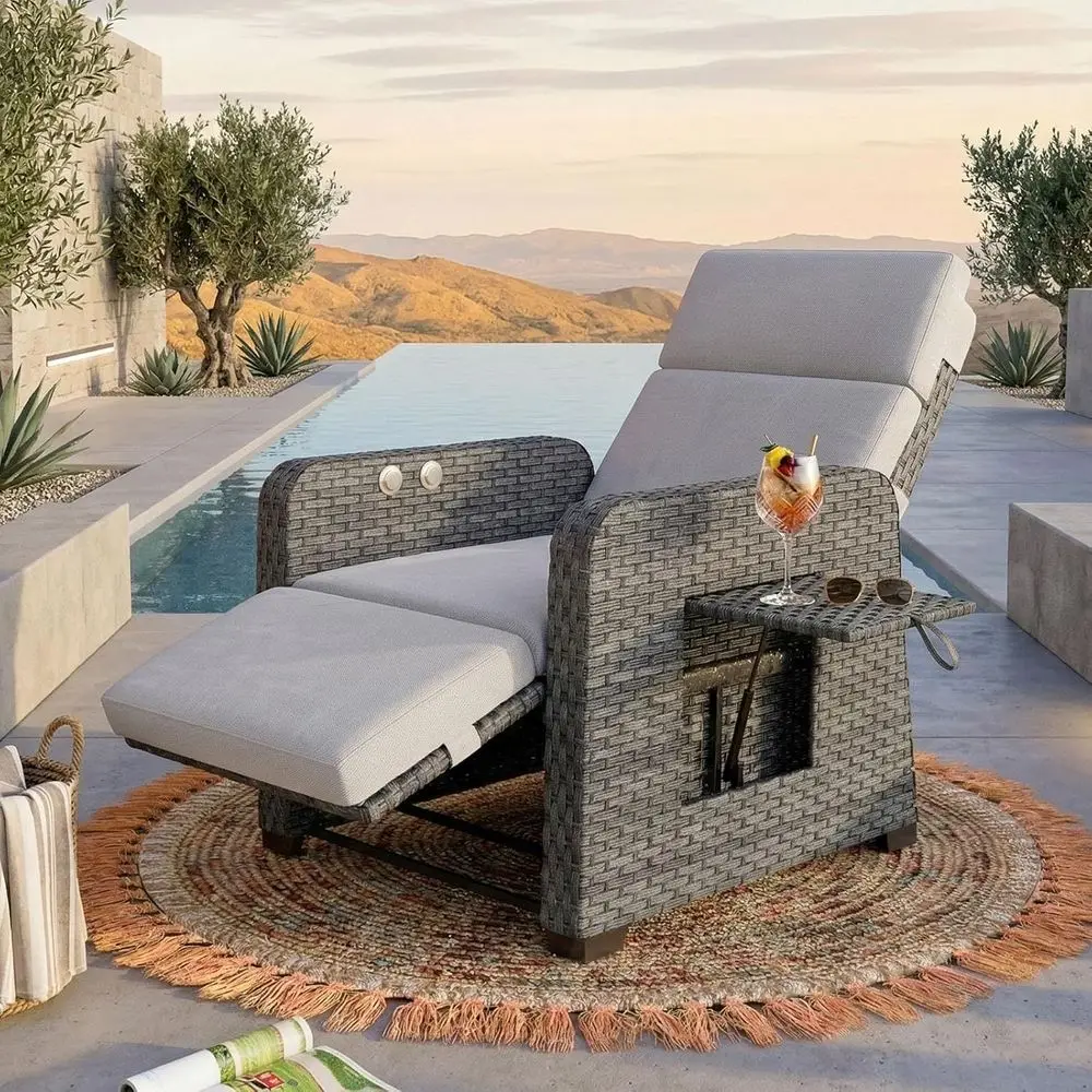 Dual-Control Outdoor Recliner with 150° Recline, Air Pump, Side Table, Extended Footrest, and Thick Cushions
Dual-Control Outdoor Recliner with 150° Recline, Air Pump, Side Table, Extended Footrest, and Thick Cushions