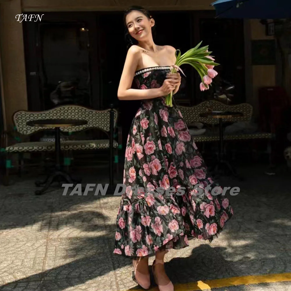 TAFN French Print Tea Break Evening Dresses Strapless A-line Ankle-Length Prom Party Gown Custom Made Elegant Party Dresses
TAFN French Print Tea Break Evening Dresses Strapless A-line Ankle-Length Prom Party Gown Custom Made Elegant Party Dresses