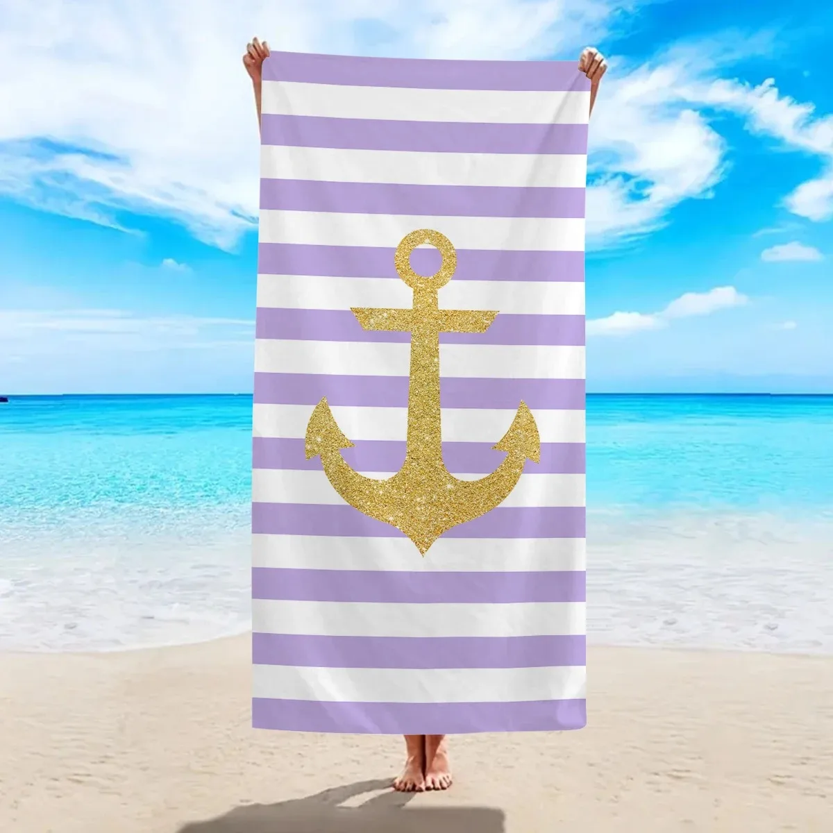 Nautical Anchor Beach Towel 2D Flat Printed Peach Skin Striped Soft Bath Towel Gold Pattern Decorative Towel For Vacation Travel
Nautical Anchor Beach Towel 2D Flat Printed Peach Skin Striped Soft Bath Towel Gold Pattern Decorative Towel For Vacation Travel