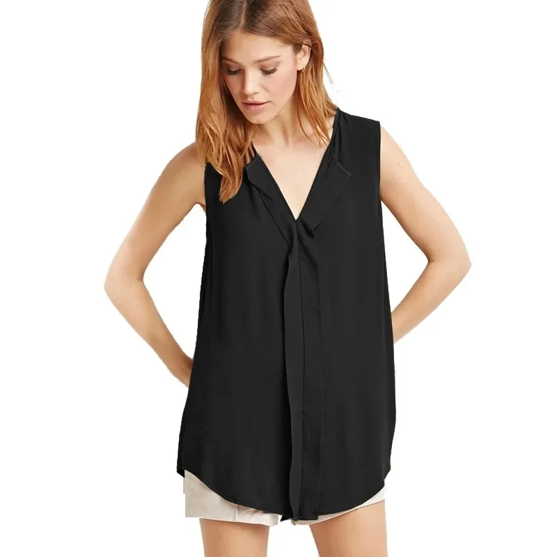 Commute legant Solid Color Sleeveless V Neck Blouse Loose Fit Casual Curved Hem Tank Top Women’s Comfortable Wear
Commute legant Solid Color Sleeveless V Neck Blouse Loose Fit Casual Curved Hem Tank Top Women’s Comfortable Wear