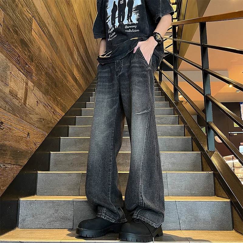 Casual Men's Vintage Straight Jeans Men's Straight Loose Korean Streetwear Spliced denim Trousers Male Fashion Pants
Casual Men's Vintage Straight Jeans Men's Straight Loose Korean Streetwear Spliced denim Trousers Male Fashion Pants