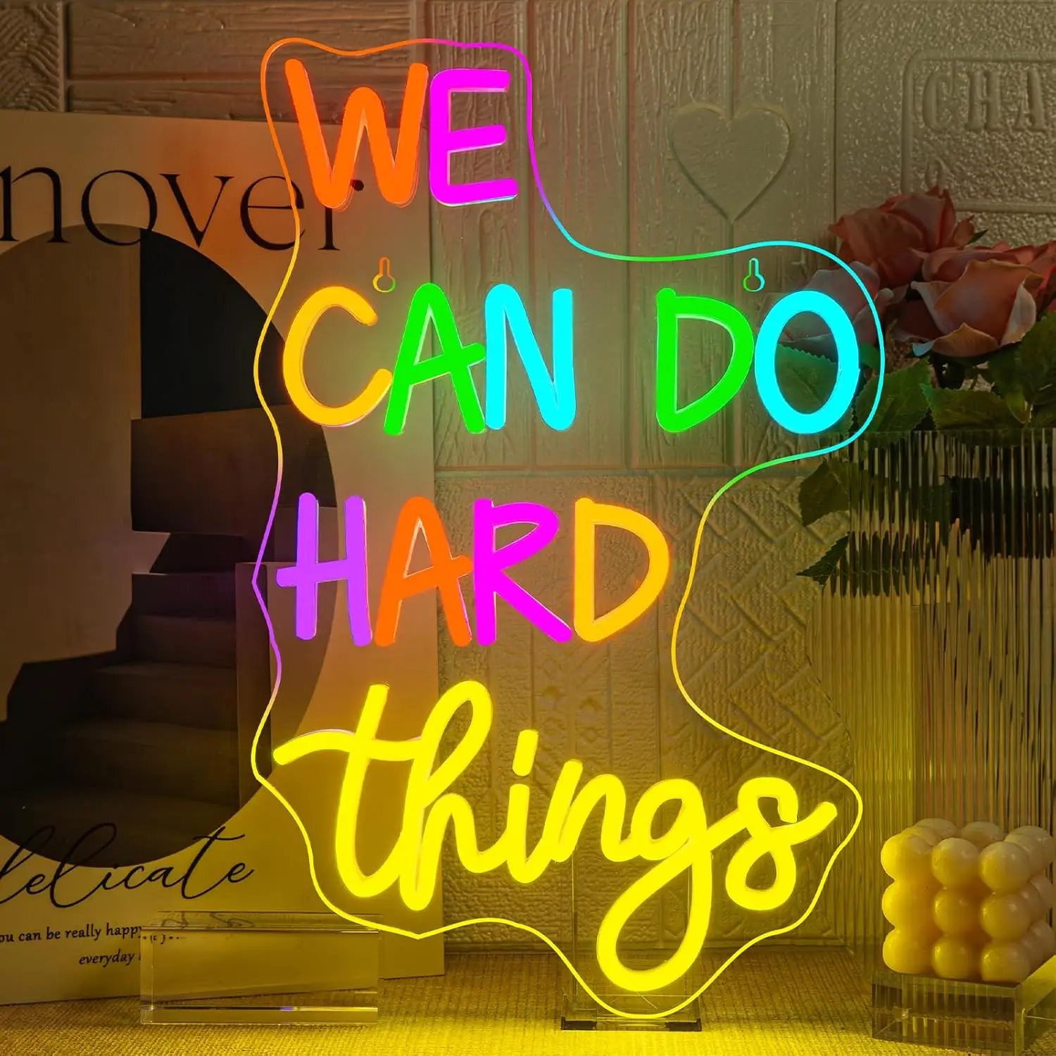 "We Can Do Hard Things" Neon Sign USB Powered Inspirational Led Light for Library Study Room Bedroom Aesthetic Decoration Gift
"We Can Do Hard Things" Neon Sign USB Powered Inspirational Led Light for Library Study Room Bedroom Aesthetic Decoration Gift