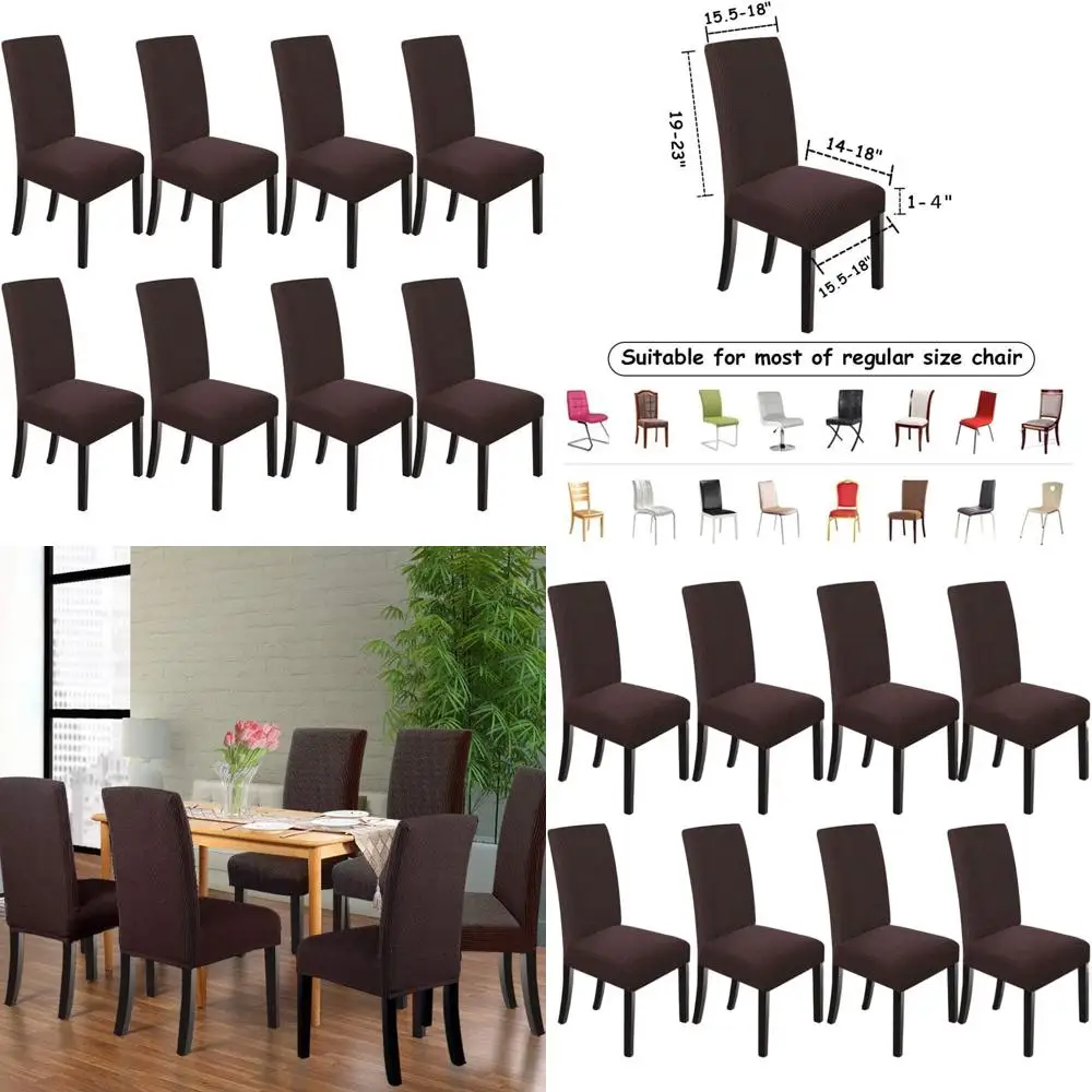 Set of 8 Stretchable Dining Chair Slipcovers, Parsons Style, Chocolate
Set of 8 Stretchable Dining Chair Slipcovers, Parsons Style, Chocolate