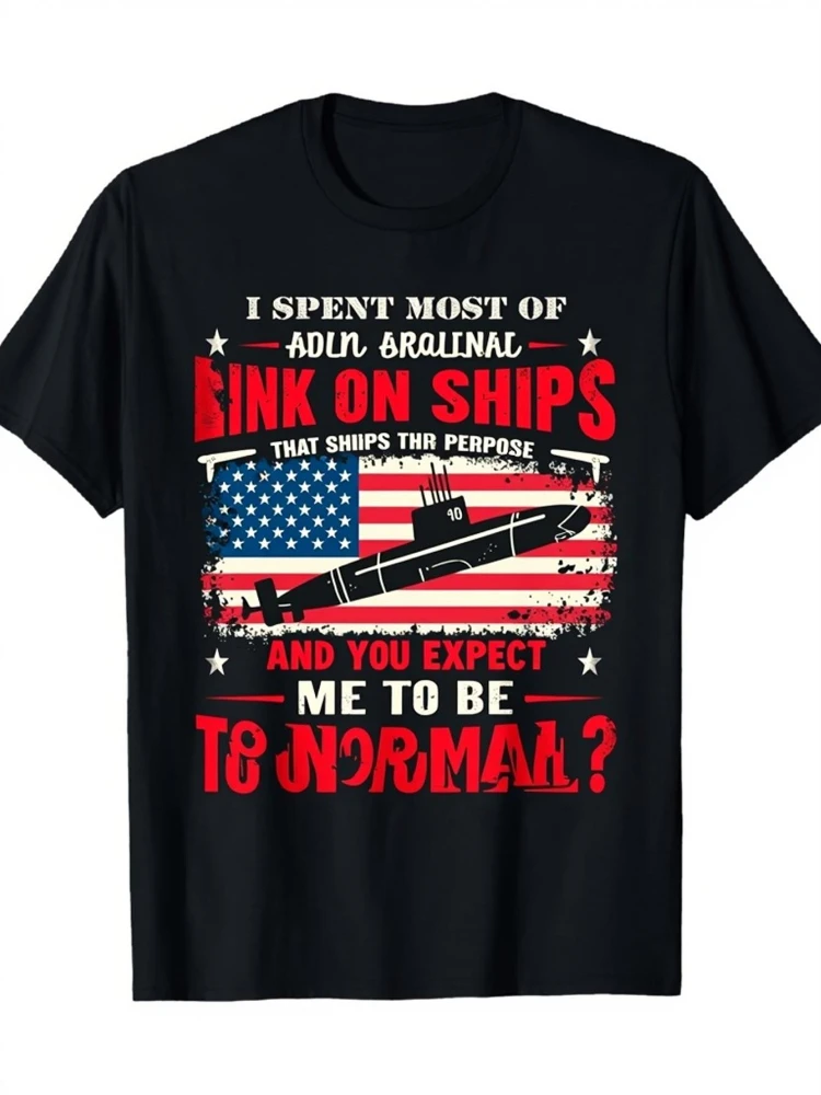 Submarine&American Flag-"I Spent Most of My Attention on Ships"Military-Themed Design-100% cotton printed men's T-shirt.
Submarine&American Flag-"I Spent Most of My Attention on Ships"Military-Themed Design-100% cotton printed men's T-shirt.
