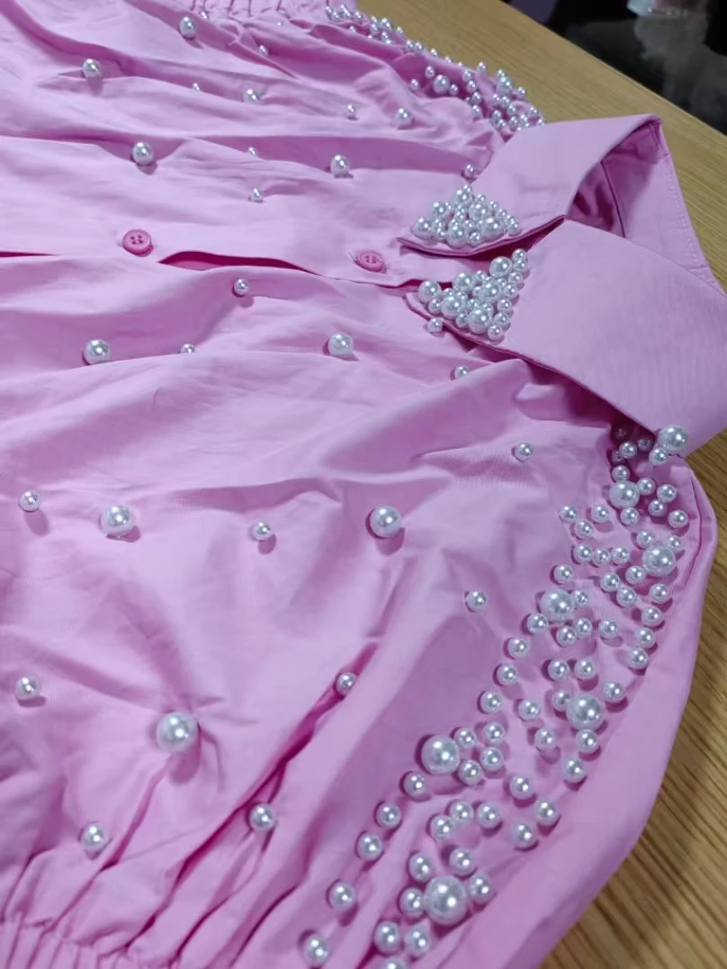 Real Photo Pearls Beads Stitch Cotton Loose Casual Elegant Shirts Blouses For Women 2025 Summer Single Breasted Sweet Pink Tops
Real Photo Pearls Beads Stitch Cotton Loose Casual Elegant Shirts Blouses For Women 2025 Summer Single Breasted Sweet Pink Tops