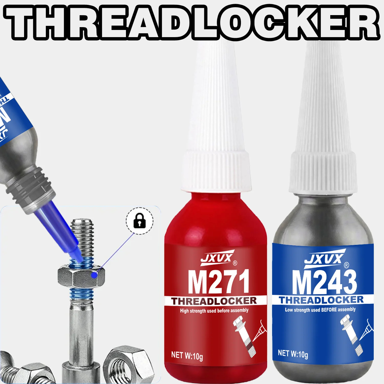 Anaerobic Epoxy Adhesive Blue 243 Medium Strength Red 271 Thread locking adhesive high strength,Industrial Thread Sealant Impact-Resistant, Anti-Loosening, Anti-Slip,Suitable for Nuts, Bolts, Fasteners, and Metal.
Anaerobic Epoxy Adhesive Blue 243 Medium Strength Red 271 Thread locking adhesive high strength,Industrial Thread Sealant Impact-Resistant, Anti-Loosening, Anti-Slip,Suitable for Nuts, Bolts, Fasteners, and Metal.