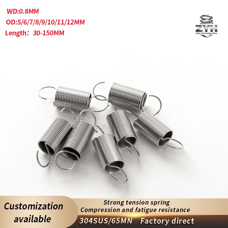 2 pieces 304SUS/65MN tension hook spring WD0.8mm,OD5–12mm,Length30–150mm binding machine double loop tension spring
2 pieces 304SUS/65MN tension hook spring WD0.8mm,OD5–12mm,Length30–150mm binding machine double loop tension spring