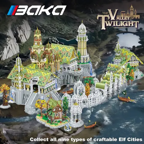European Elf City Building Blocks Set Nine-in-one Giant Palace Models Bricks Desktop Decoration Diy Toys For Kids Holiday Gifts