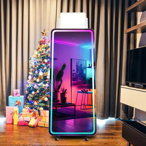 70 inch Touch Screen Magic Mirror Photo Booth Built-in Mini PC DSLR Photobooth Machines with Flight Case For Wedding Party