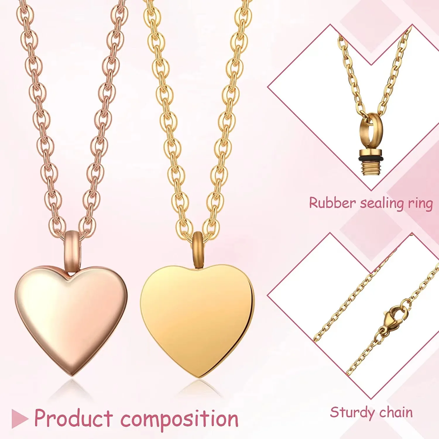 Free Custom Heart Urn Necklace Cremation Jewelry for Human Ashes Keepsake Stainless steel Pendant Memorial Jewelry Waterproof
Free Custom Heart Urn Necklace Cremation Jewelry for Human Ashes Keepsake Stainless steel Pendant Memorial Jewelry Waterproof