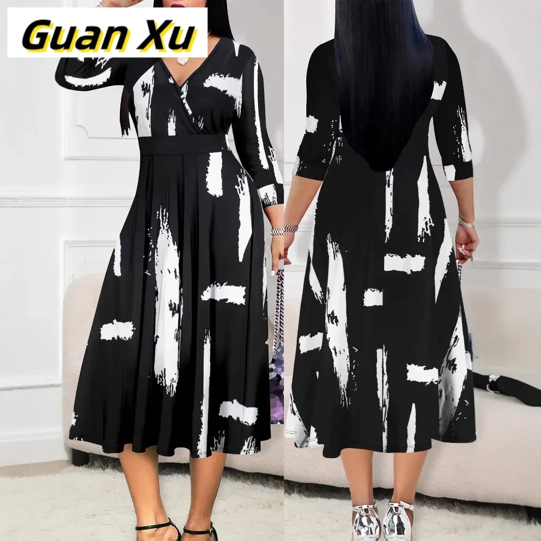 NewEuropean and American women's fashion elegant cross V-neck long sleeve pocket long dress
NewEuropean and American women's fashion elegant cross V-neck long sleeve pocket long dress