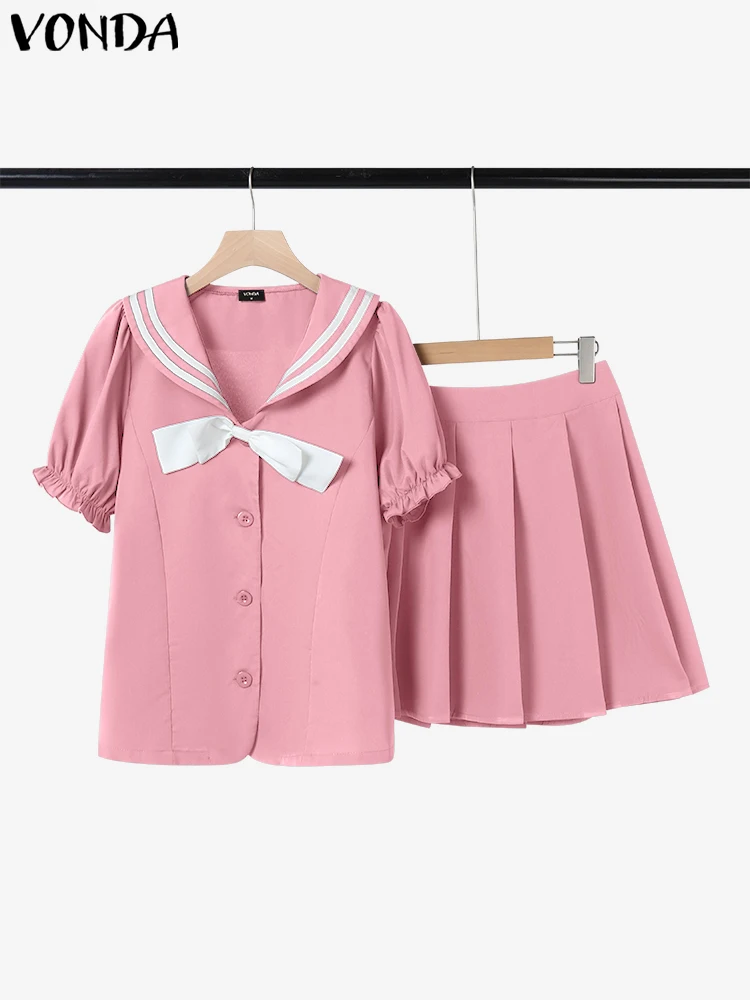 VONDA Sailor Collar Women Dress Sets 2025 Summer Outfits Bow Suits Casual Puff Sleeve Short Skirt Sets Solid Color Matching Sets
VONDA Sailor Collar Women Dress Sets 2025 Summer Outfits Bow Suits Casual Puff Sleeve Short Skirt Sets Solid Color Matching Sets