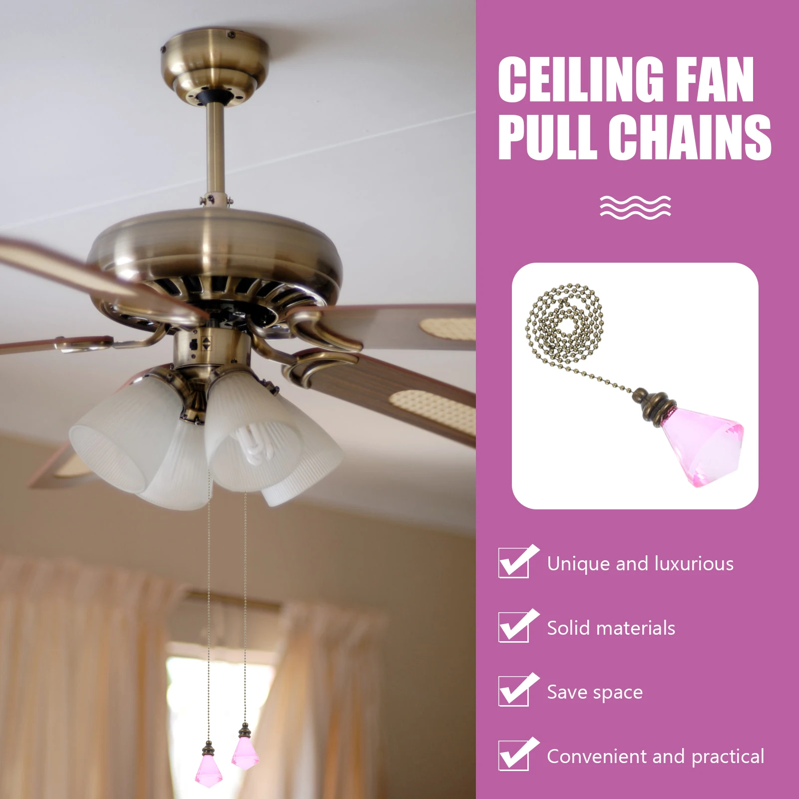 Pendant Lighting Ball Pull Chain for Fixture Lamp Pulling Ceiling Fan Decorative Beaded Extension
Pendant Lighting Ball Pull Chain for Fixture Lamp Pulling Ceiling Fan Decorative Beaded Extension