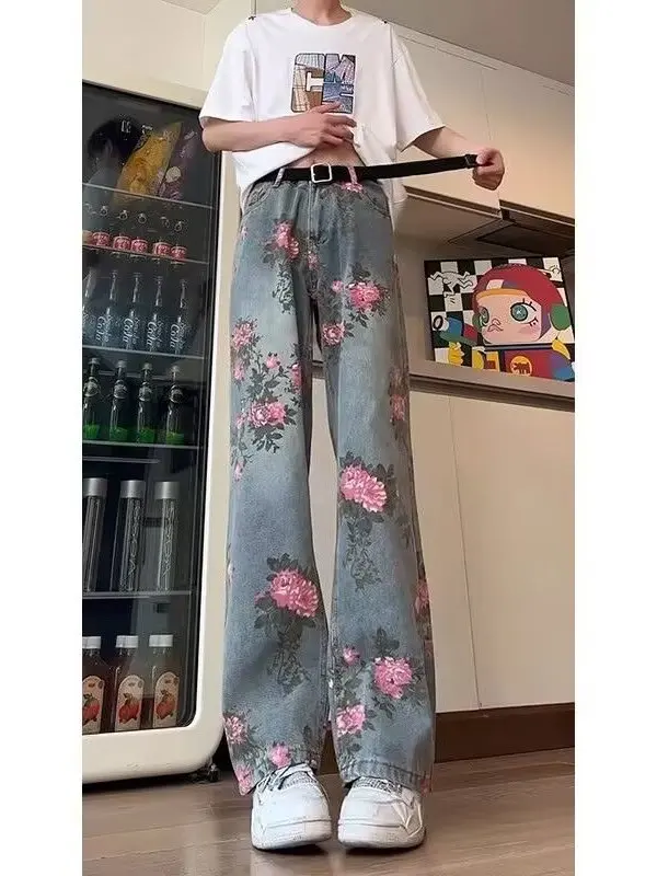 High Waist Straight Leg Jeans Men's Slimming Long Leg Lengthening Design Rose Embroidery Casual Summer Jeans
High Waist Straight Leg Jeans Men's Slimming Long Leg Lengthening Design Rose Embroidery Casual Summer Jeans