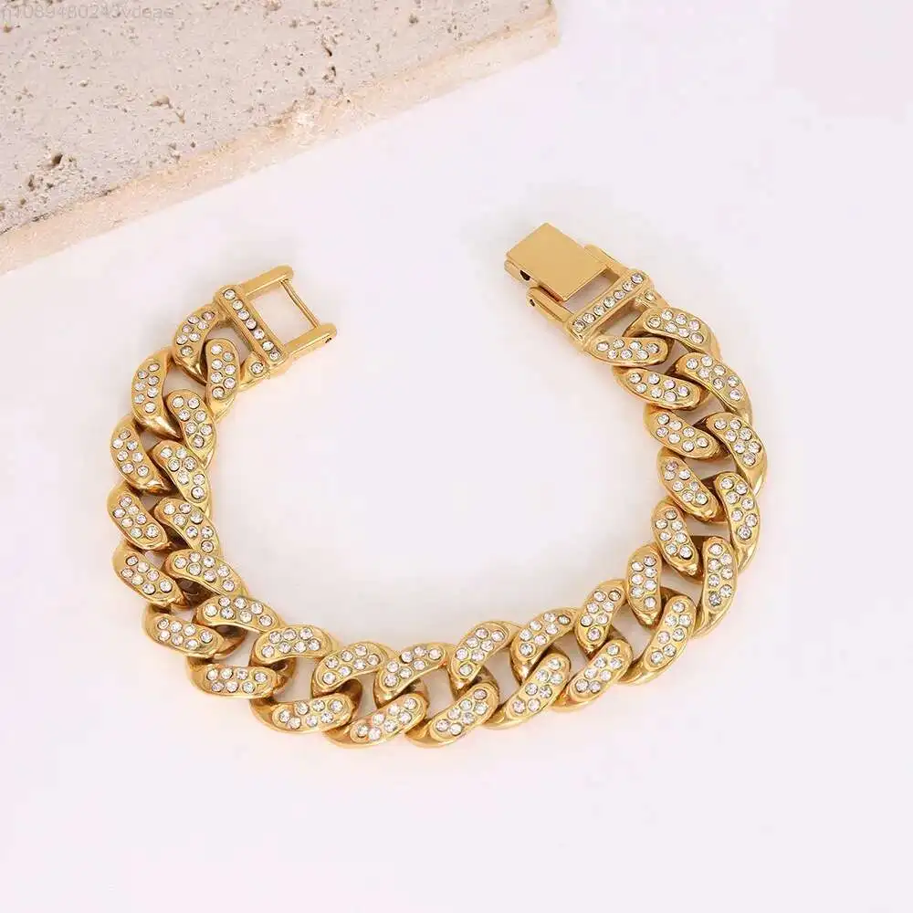 Wholesale Stainless Steel Thick Curb Chain Bracelet Chunky Cuban Chain Gold Plate Miami Cuban Link Hip Hop Iced Out Chain
Wholesale Stainless Steel Thick Curb Chain Bracelet Chunky Cuban Chain Gold Plate Miami Cuban Link Hip Hop Iced Out Chain
