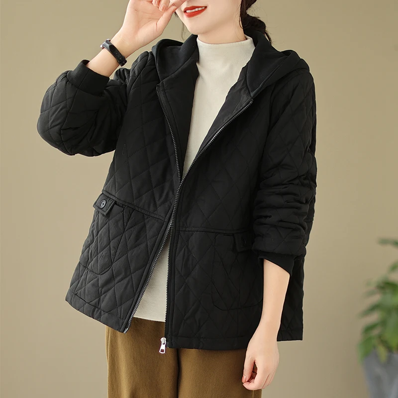 Autumn Winter Cotton Padded Oversized Rhombic Solid Hooded Loose Casual Jackets For Women Coats Clothes Woman Jacket Outwear
Autumn Winter Cotton Padded Oversized Rhombic Solid Hooded Loose Casual Jackets For Women Coats Clothes Woman Jacket Outwear