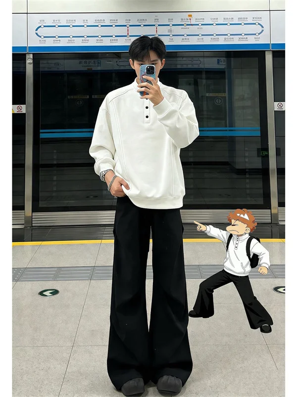 American Sle Pleated Bla Wide Leg Suit Pants for Men Student Versatile Cleanfit Slimming West Pants Casual Youth
American Sle Pleated Bla Wide Leg Suit Pants for Men Student Versatile Cleanfit Slimming West Pants Casual Youth