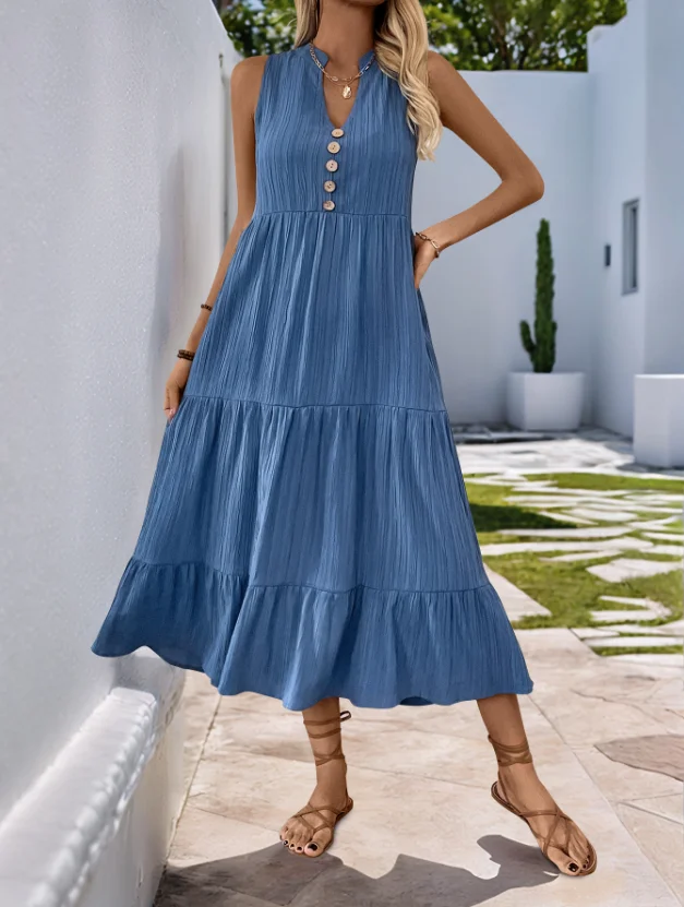 Womens Dresses Casual Long Dress 2025 Summer New Solid Color V-Neck Texture Dress Temperament Commuting Retro Dress
Womens Dresses Casual Long Dress 2025 Summer New Solid Color V-Neck Texture Dress Temperament Commuting Retro Dress
