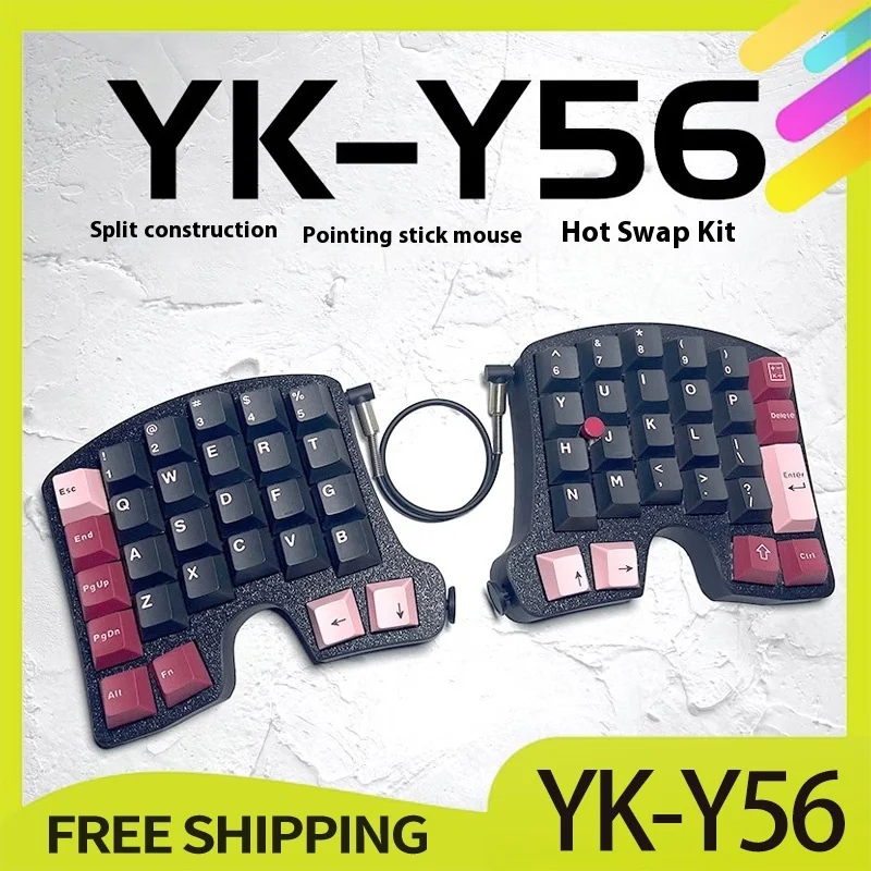 Yk-Y56 Split Keyboard Barebone Kit 56 Key Layout Customized Switch Hot Swappable Red Control Dot No Rgb Wired Ergonomic Keyboard 
Yk-Y56 Split Keyboard Barebone Kit 56 Key Layout Customized Switch Hot Swappable Red Control Dot No Rgb Wired Ergonomic Keyboard