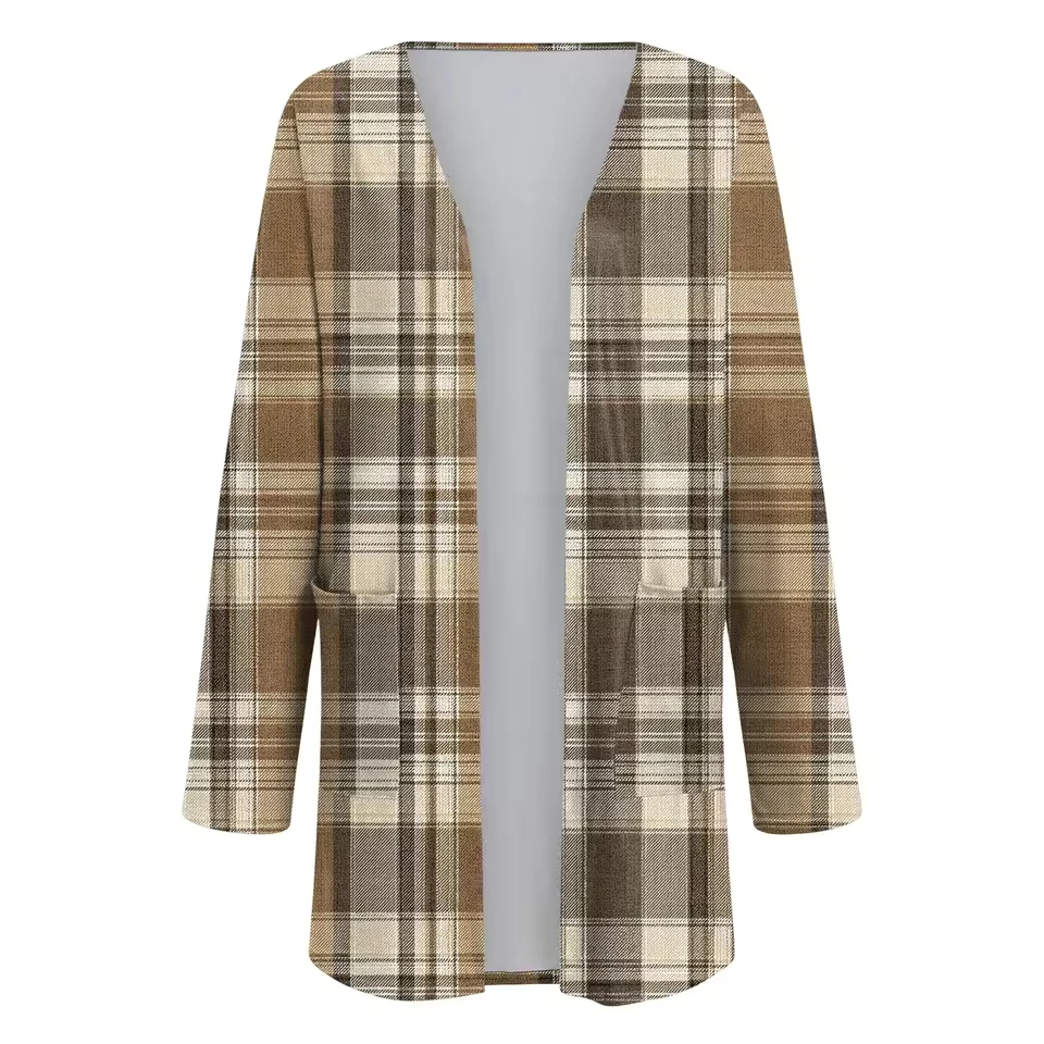 Women Grid Print Pocket Cardigan Plaid Printed Long Sleeve Midi Length Casual Cardigan Loose Windbreaker Jackets
Women Grid Print Pocket Cardigan Plaid Printed Long Sleeve Midi Length Casual Cardigan Loose Windbreaker Jackets