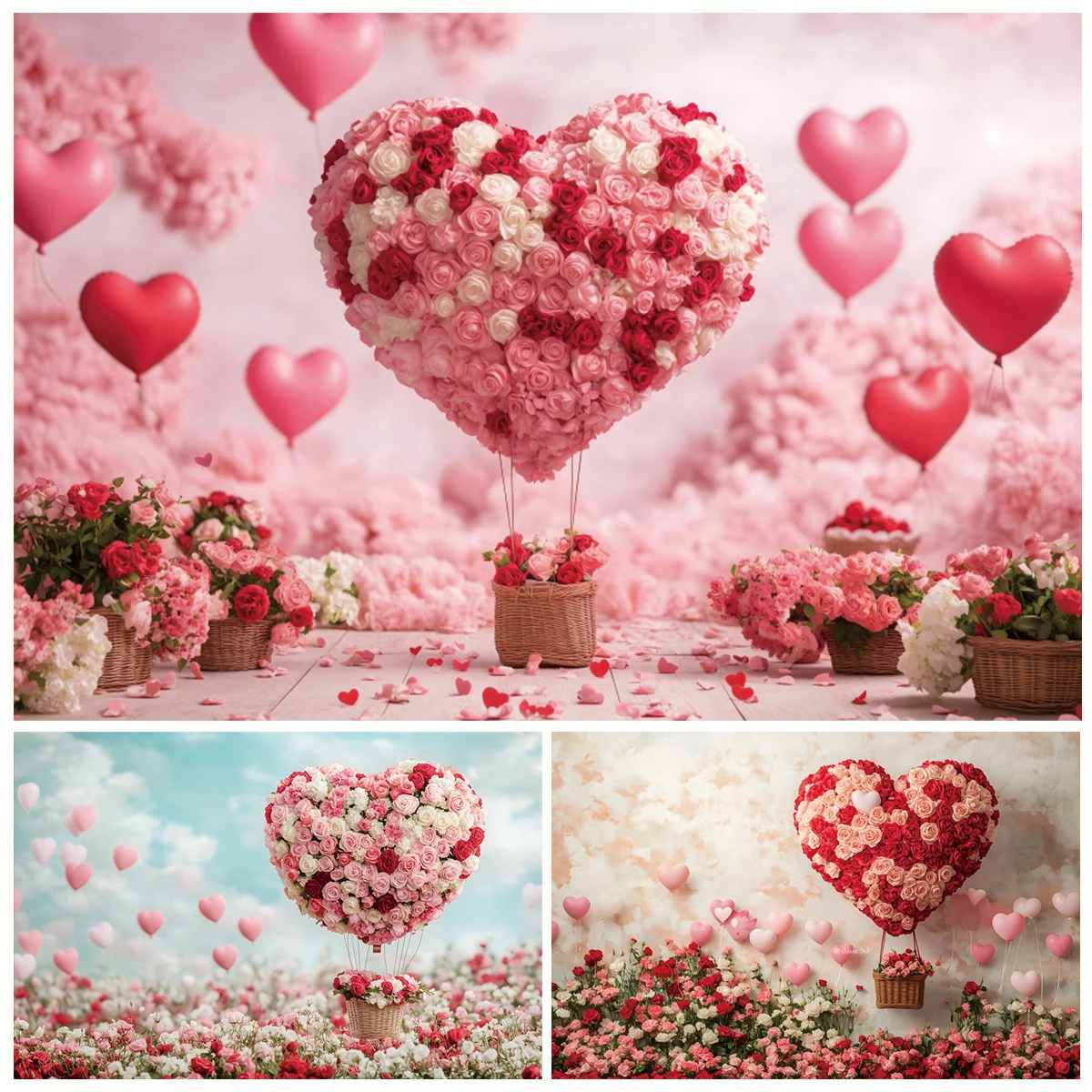 Romantic Valentine's Day Theme Backdrop for Photography Flowers Love Hot Air Balloons Sweet Wedding Party Decor Photo Background
Romantic Valentine's Day Theme Backdrop for Photography Flowers Love Hot Air Balloons Sweet Wedding Party Decor Photo Background