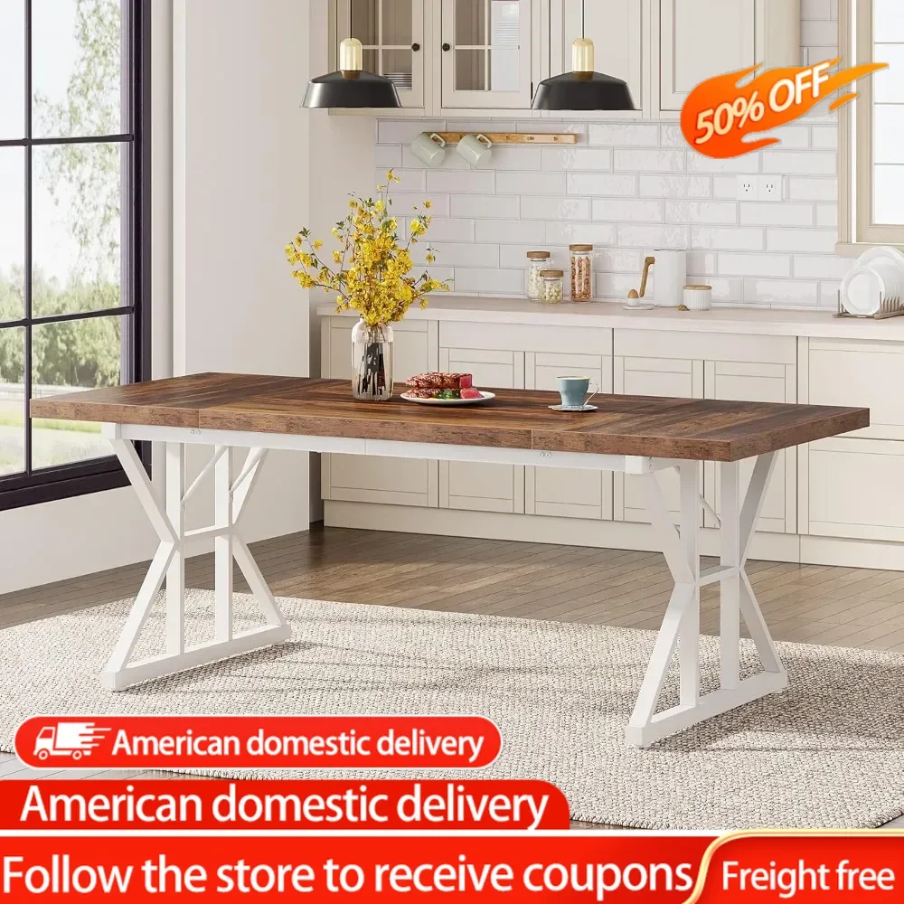 6 People, 70.8-Inch Rectangular Wood Dining Table, Rustic Kitchen Table with Heavy Duty Metal Legs for Dining Room
6 People, 70.8-Inch Rectangular Wood Dining Table, Rustic Kitchen Table with Heavy Duty Metal Legs for Dining Room