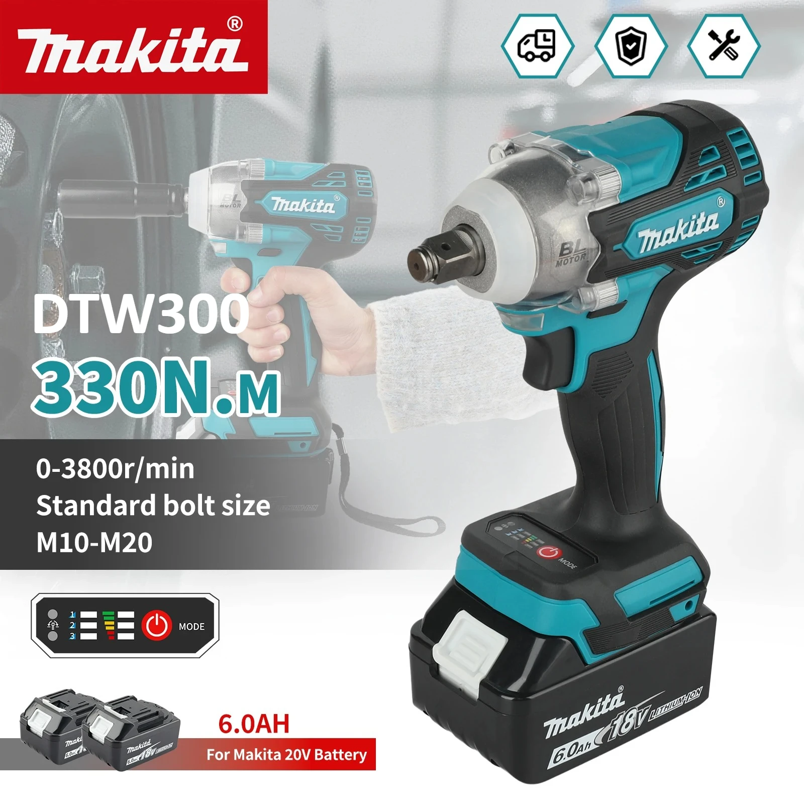 Бесщеточный аккумуляторный ударный гайковерт Makita DTW300, 330 Нм, для снятия шин, литиевый, для авторемонта
Бесщеточный аккумуляторный ударный гайковерт Makita DTW300, 330 Нм, для снятия шин, литиевый, для авторемонта