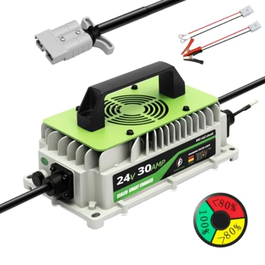 24V Lithium Battery Charger 30A Charger 24 Volt Battery Charger for Forklift RV Boat Trolling Motor Solar System 1000W IP65 Wat
24V Lithium Battery Charger 30A Charger 24 Volt Battery Charger for Forklift RV Boat Trolling Motor Solar System 1000W IP65 Wat