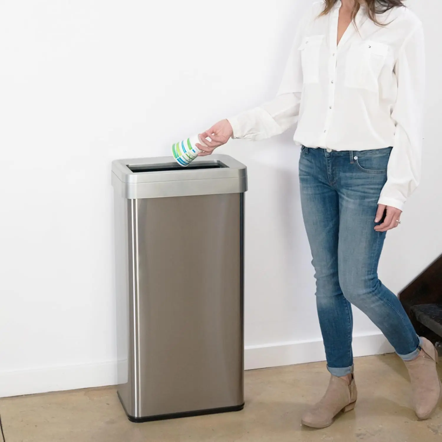 21 Gallon Open Top Recycling Bin and Kitchen Trash Can, Rectangular Commercial Grade Stainless Steel,
21 Gallon Open Top Recycling Bin and Kitchen Trash Can, Rectangular Commercial Grade Stainless Steel,