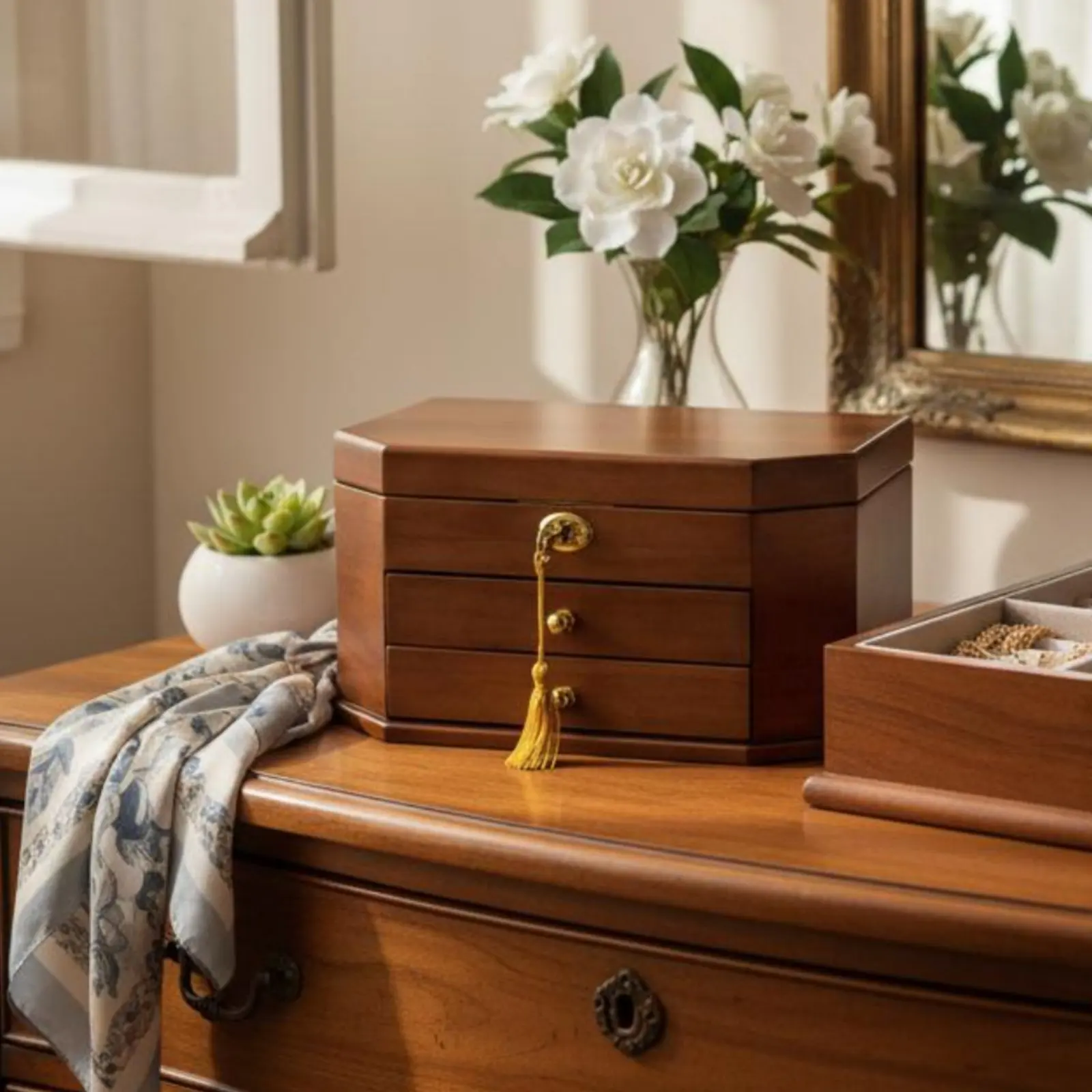 Lockable Jewelry Box Large Capacity Wooden Jewelry Box Personal Accessory Storage Retro Design Gift Idea for Women, Vanity Table
Lockable Jewelry Box Large Capacity Wooden Jewelry Box Personal Accessory Storage Retro Design Gift Idea for Women, Vanity Table