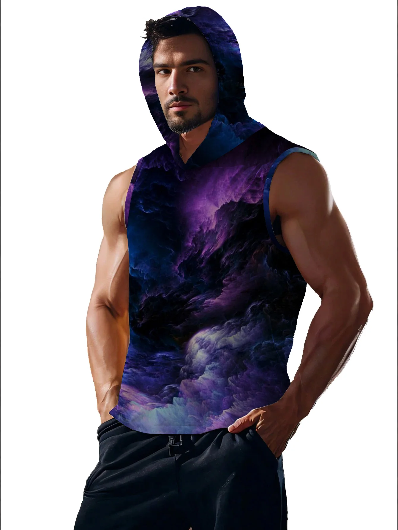 Summer Trend 3D Purple Sky Cloud Print Hooded vest Fashion Casual Sports Outdoor Fitness Breathable quick drying Men's T-shirt
Summer Trend 3D Purple Sky Cloud Print Hooded vest Fashion Casual Sports Outdoor Fitness Breathable quick drying Men's T-shirt