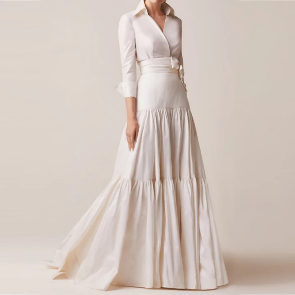 A-Line Mother of the Bride Dresses 2023 Shirt Collar Long Wedding Guest Gowns with Bow Ruching Dress Women for Wedding Party
A-Line Mother of the Bride Dresses 2023 Shirt Collar Long Wedding Guest Gowns with Bow Ruching Dress Women for Wedding Party
