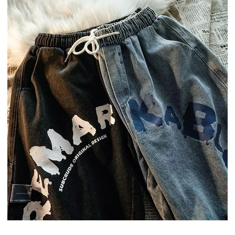 American Hiphop Loose Straight Leg Jeans orts Men's Summer Trendy Vintage Hong Kong Sle Five-Quarter Casual Polyester Fiber
American Hiphop Loose Straight Leg Jeans orts Men's Summer Trendy Vintage Hong Kong Sle Five-Quarter Casual Polyester Fiber