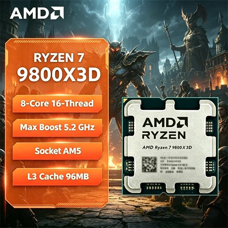 AMD Ryzen 7 9800X3D Game CPU R7 9800X3D Up to 5.2GHz 8-Core 16-Thread 96MB Cache AM5 Desktop Gaming Processor Without Package
AMD Ryzen 7 9800X3D Game CPU R7 9800X3D Up to 5.2GHz 8-Core 16-Thread 96MB Cache AM5 Desktop Gaming Processor Without Package