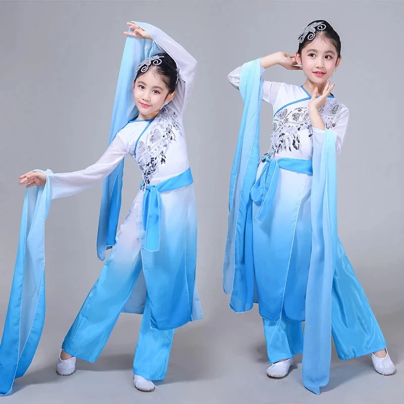 Children's Classical Chinese Costumes Yangko Dance Costumes Umbrella Fan Dance Chinese Style Sleeves Girls Practice Clothing
Children's Classical Chinese Costumes Yangko Dance Costumes Umbrella Fan Dance Chinese Style Sleeves Girls Practice Clothing