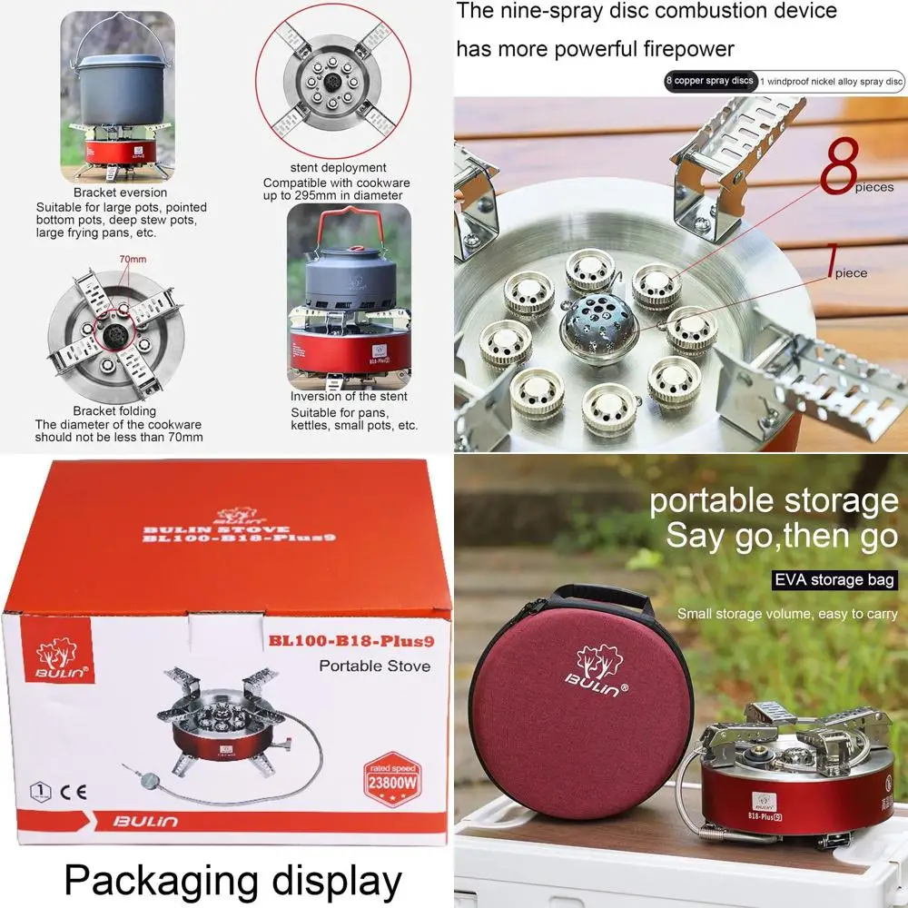 BULIN B18 Puls 23800W Alloy Portable Picnic Camping Stove Windproof Design Gas Cooking Burner with Piezo Ignition and Carrying C
BULIN B18 Puls 23800W Alloy Portable Picnic Camping Stove Windproof Design Gas Cooking Burner with Piezo Ignition and Carrying C