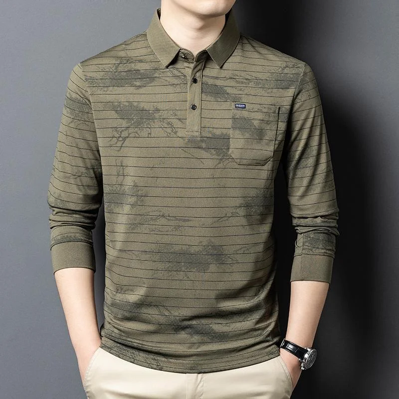 Pure Cotton with Pocket Long Sleeve T-shirt POLO Shirt for Men Business Casual Lapel Real Pocket Jacquard Male Dad Outfit
Pure Cotton with Pocket Long Sleeve T-shirt POLO Shirt for Men Business Casual Lapel Real Pocket Jacquard Male Dad Outfit