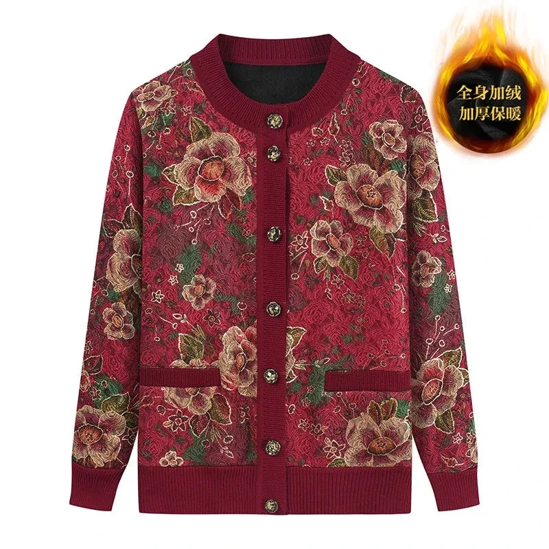 Fleece Knitted Sweater Cardigan Coat 2022 Spring Autumn Winter Jacket New Women's Printed Middle Aged Mother Outerwear Tops 4XL
Fleece Knitted Sweater Cardigan Coat 2022 Spring Autumn Winter Jacket New Women's Printed Middle Aged Mother Outerwear Tops 4XL