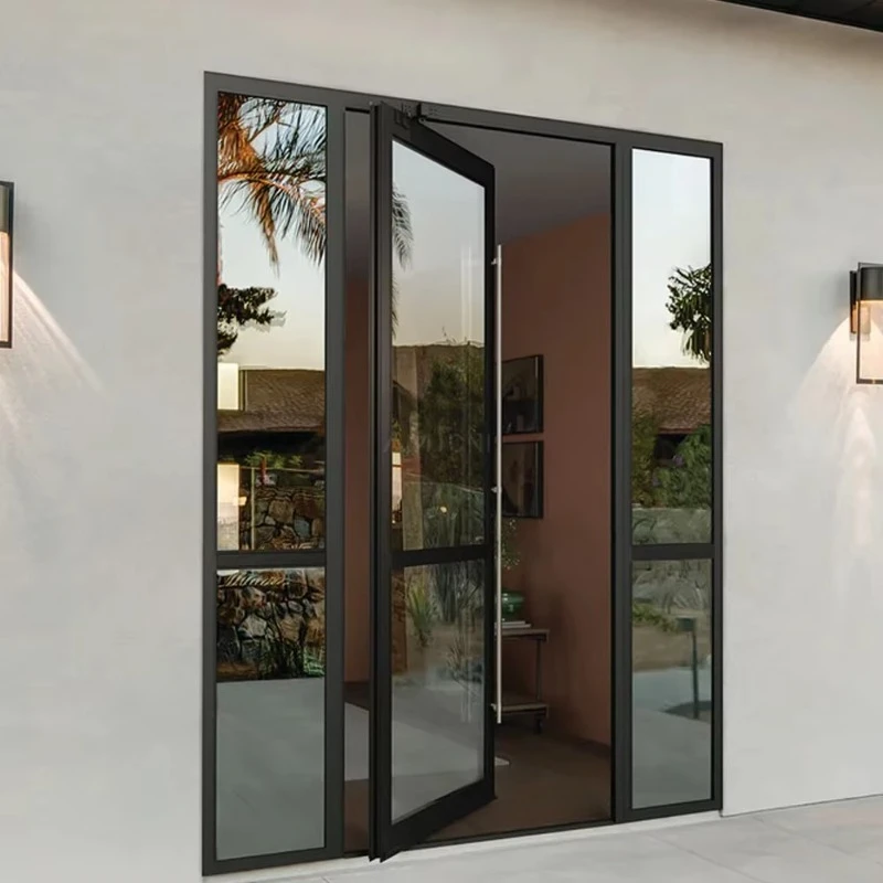 Commercial modern luxury anti-theft glass door with aluminum alloy frame, suitable for modern commercial entrances
Commercial modern luxury anti-theft glass door with aluminum alloy frame, suitable for modern commercial entrances