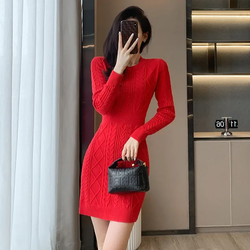 Red Knitted Pencil Dress Women Round Neck Sexy Short Sweater Dress Female Office Skinny Knitwear Mini Dress High Waisted#0909
Red Knitted Pencil Dress Women Round Neck Sexy Short Sweater Dress Female Office Skinny Knitwear Mini Dress High Waisted#0909