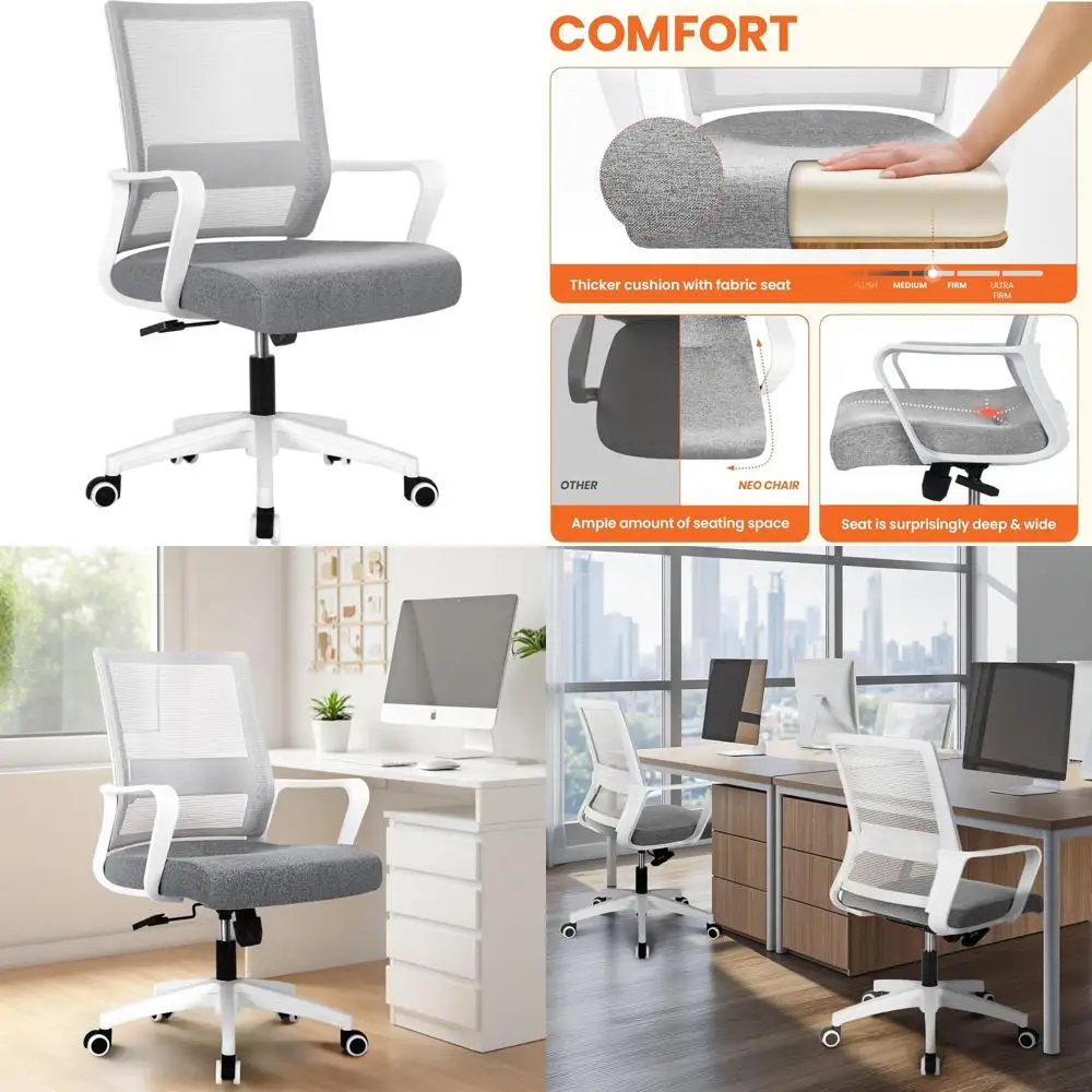 Ergonomic Grey Mesh Office & Gaming Chair with Adjustable Lumbar Support and Swivel Wheels
Ergonomic Grey Mesh Office & Gaming Chair with Adjustable Lumbar Support and Swivel Wheels